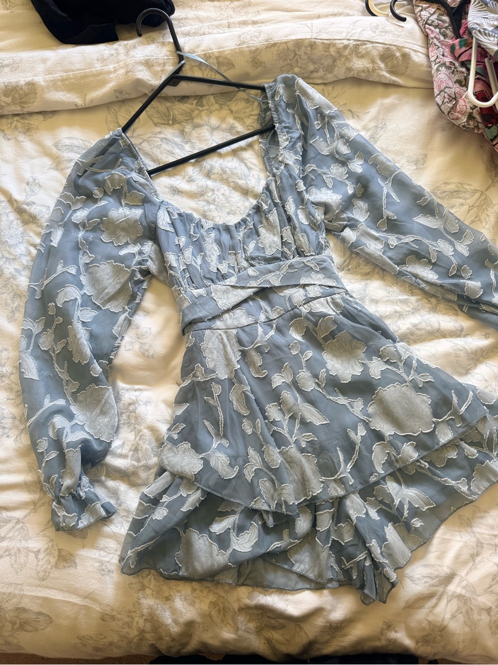 Marshalls Light Blue Floral Long-Sleeve Romper
